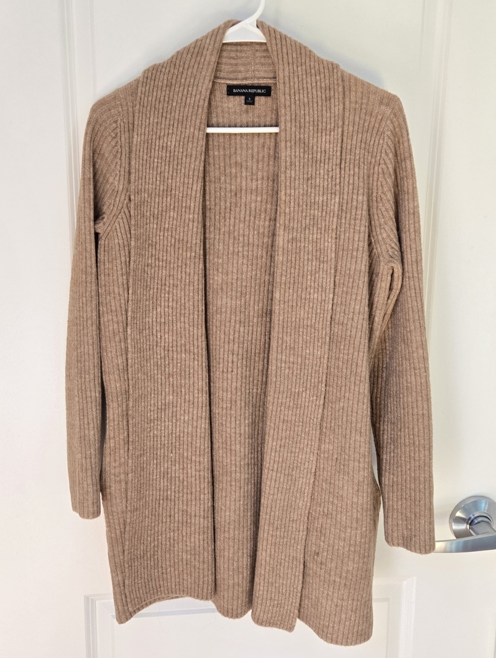 Banana Republic Tan Open-Front Ribbed Cardigan Sz S